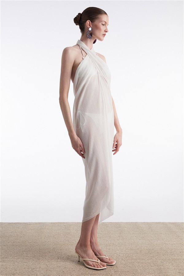 NR SARONG KNITTED PAREO WHITE