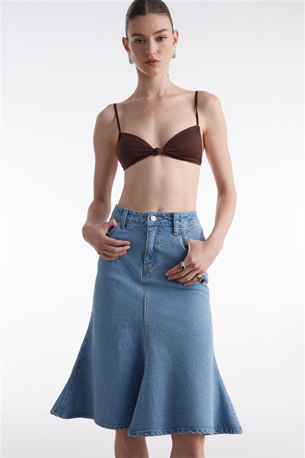 NR SILIA DENIM SKIRT BLUE