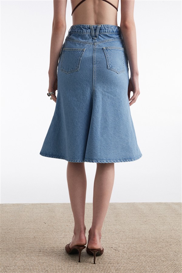 NR SILIA DENIM SKIRT BLUE