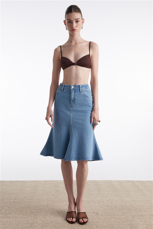 NR SILIA DENIM SKIRT BLUE
