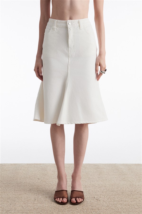 NR SILIA DENIM SKIRT WHITE