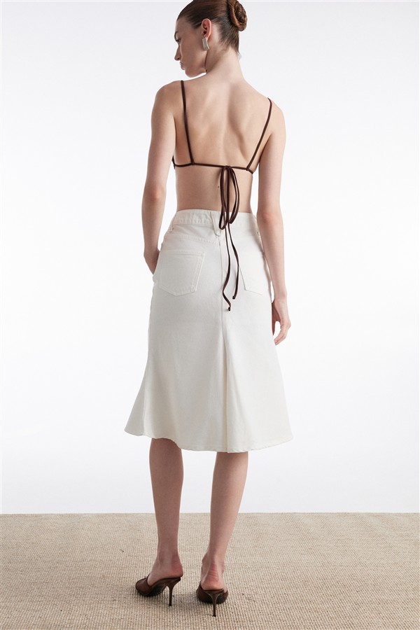 NR SILIA DENIM SKIRT WHITE