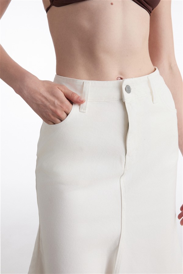NR SILIA DENIM SKIRT WHITE