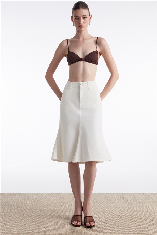 NR SILIA DENIM SKIRT WHITE