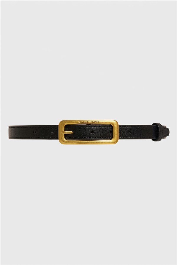 NR SLIM LEATHER BELT BLACK