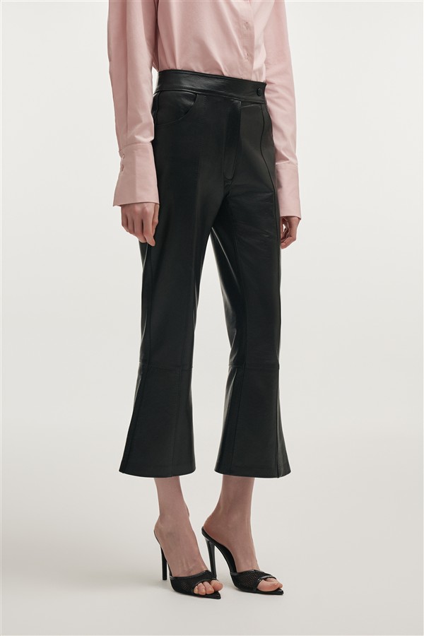 NR TEMPEST LEATHER CAPRI TROUSERS BLACK