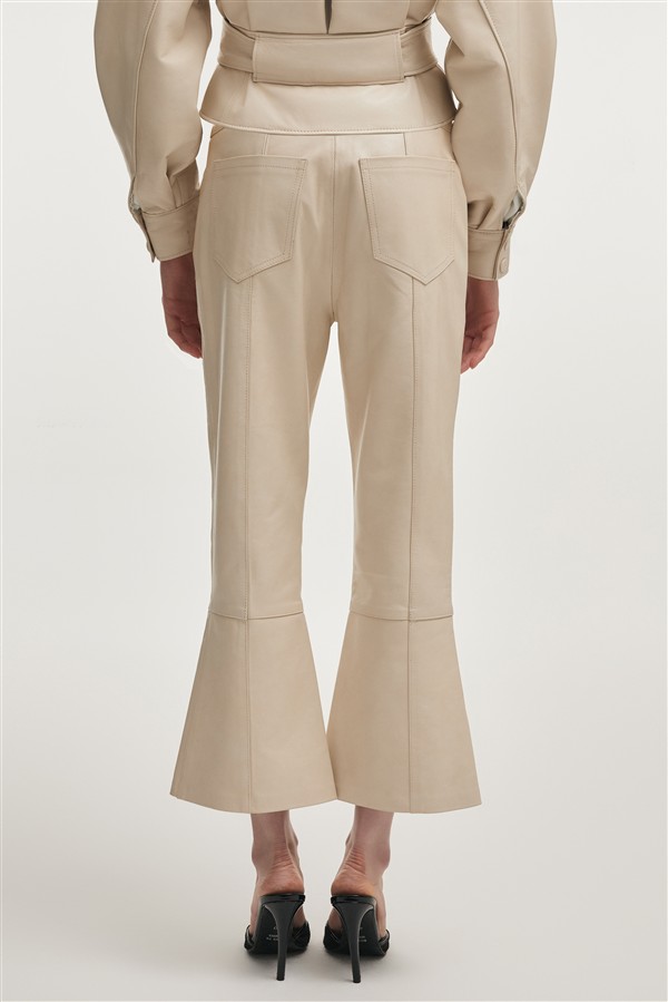 NR TEMPEST LEATHER CAPRI TROUSERS WHITE