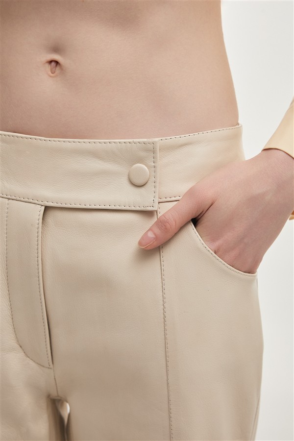 NR TEMPEST LEATHER CAPRI TROUSERS WHITE