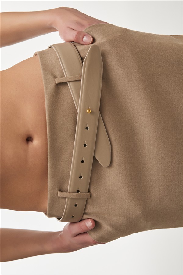 NR THEA LEATHER BELT GREIGE