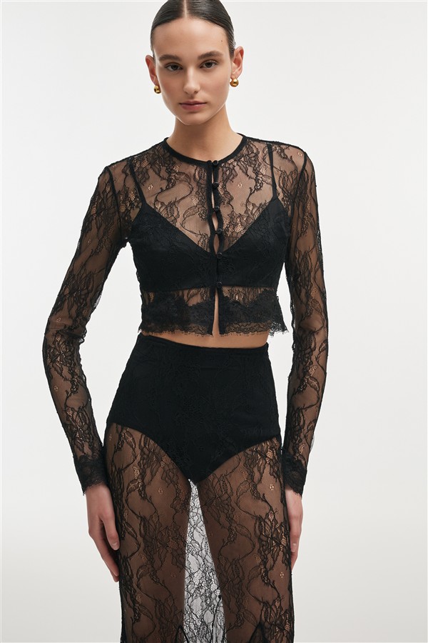 NR VEIL CARDIGAN TOP BLACK