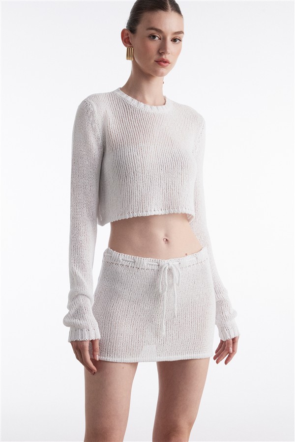 NR VOYAGE KNITTED CROP TOP WHITE