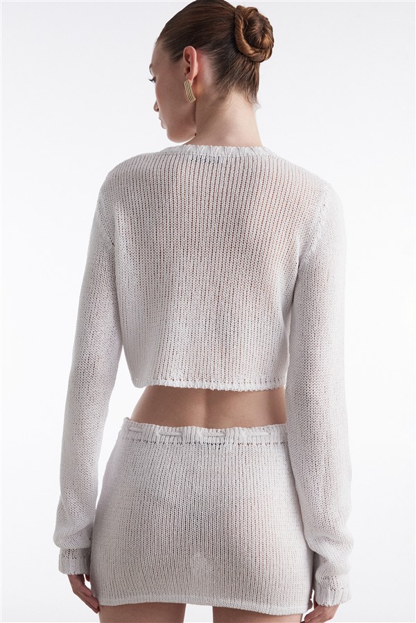 NR VOYAGE KNITTED CROP TOP WHITE