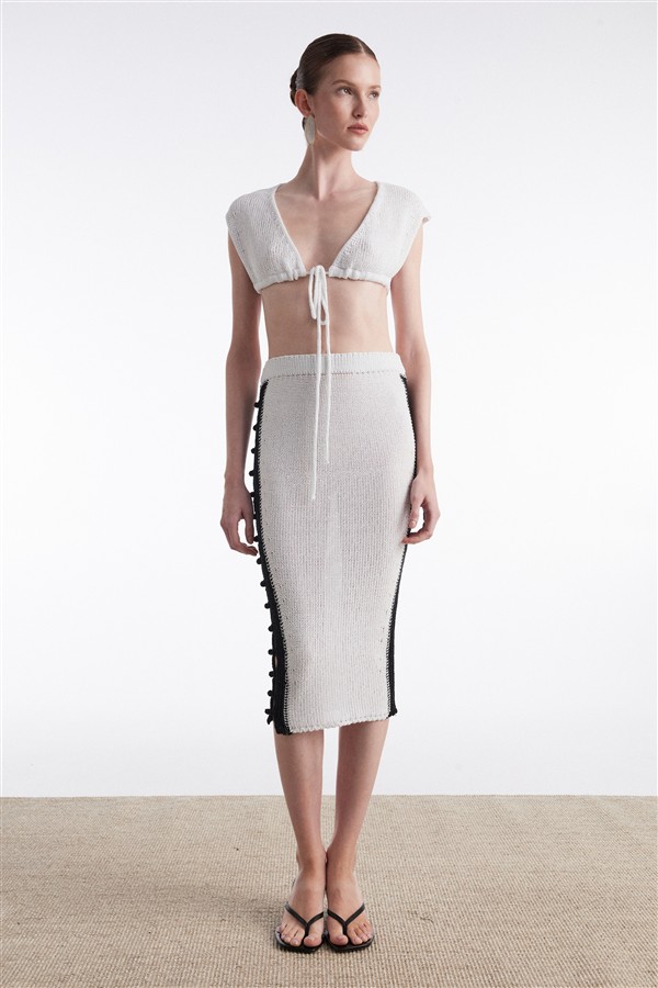 NR VOYAGE KNITTED MIDI SKIRT W/B