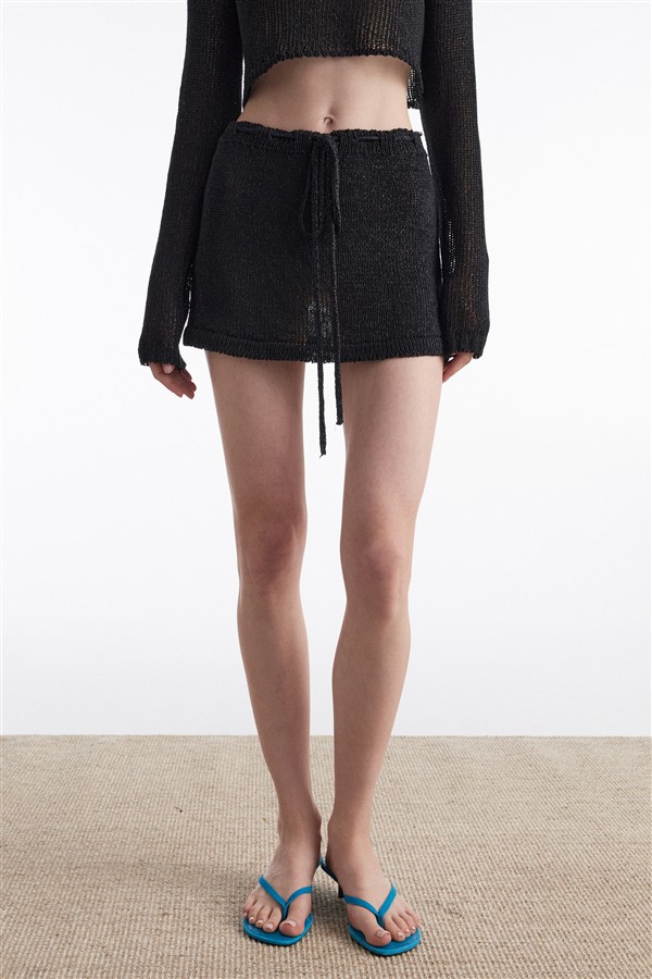 NR VOYAGE KNITTED MINI SKIRT BLACK