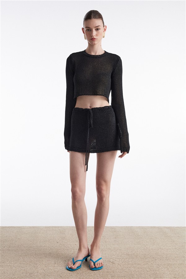 NR VOYAGE KNITTED MINI SKIRT BLACK