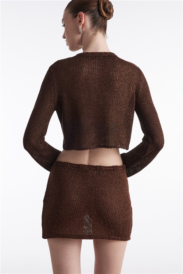 NR VOYAGE KNITTED MINI SKIRT BROWN