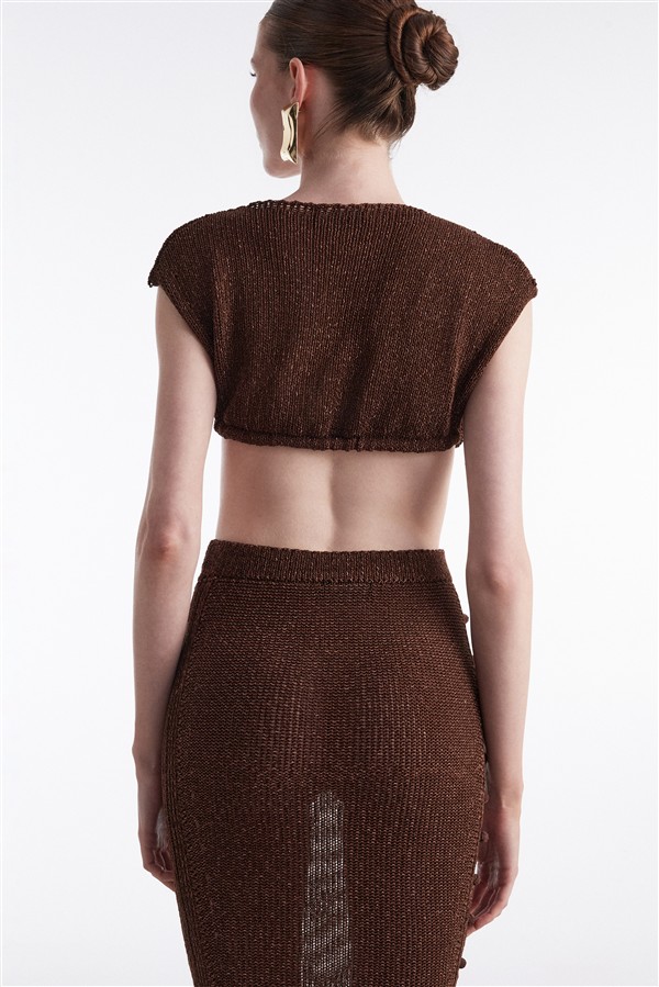 NR VOYAGE KNITTED TOP BROWN