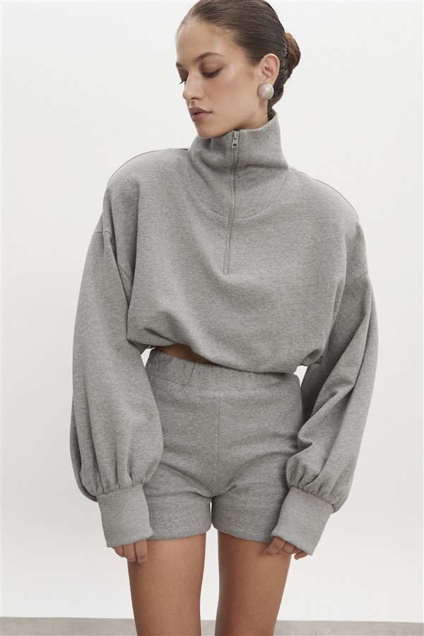 NR ZEN BLOUSE GREY-MELANZE