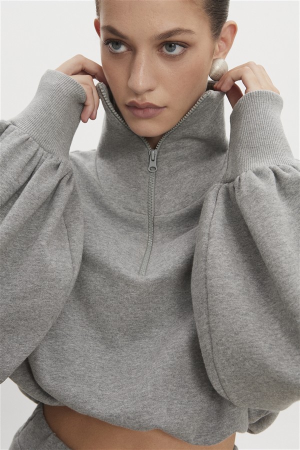 NR ZEN BLOUSE GREY-MELANZE