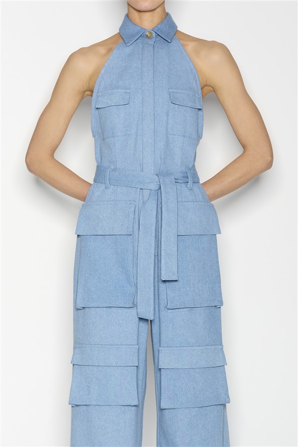 NR PALM JUMPSUIT BLUE