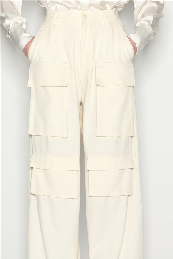 NR PALM TROUSERS ECRU