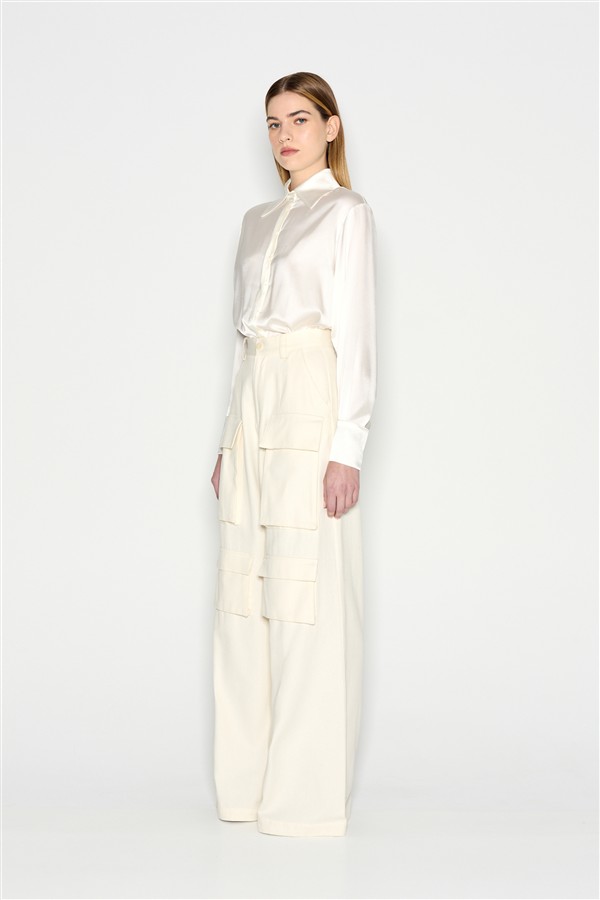 NR PALM TROUSERS ECRU