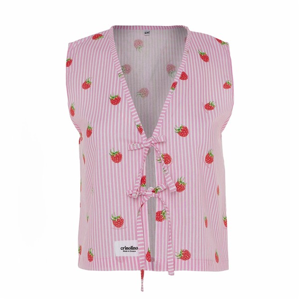 CRINOLINO RASPBERRY STRIPES SLEEVELESS SHIRT