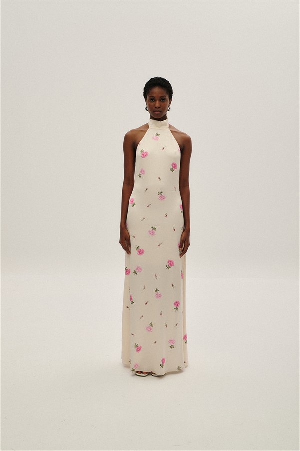 COMBOS 029 MAXI SATIN DRESS FLOWER
