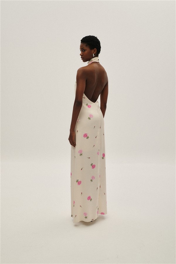 COMBOS 029 MAXI SATIN DRESS FLOWER