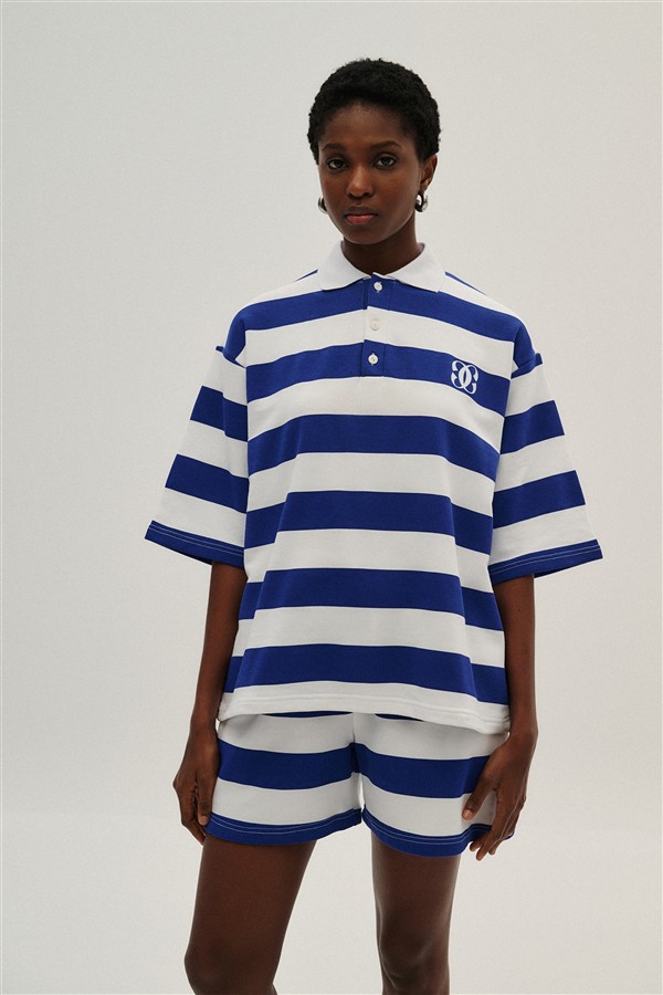 COMBOS 035 T-SHIRT STRIPES POLO WHITE/BLUE