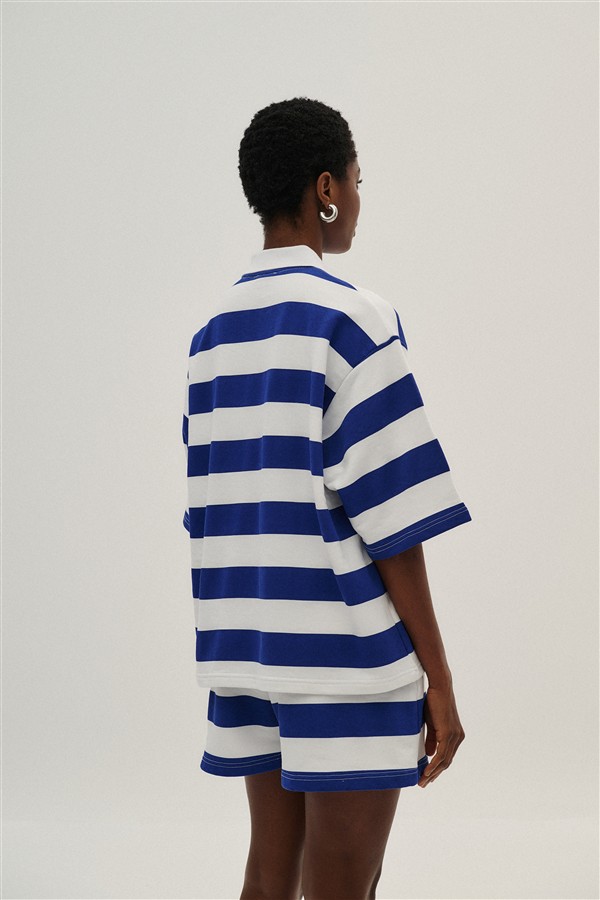 COMBOS 035 T-SHIRT STRIPES POLO WHITE/BLUE