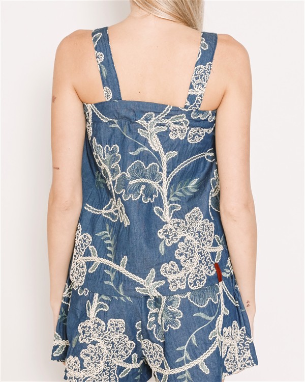 SALT AND PEPPER FABBIA TOP BLUE FLOWERS