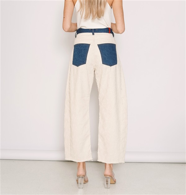 SALT AND PEPPER GWEN INDIGO STARS CROPPED BLUE