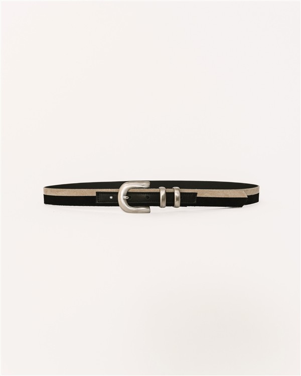 SALT AND PEPPER PENNY SILVER BLACK LEATHER