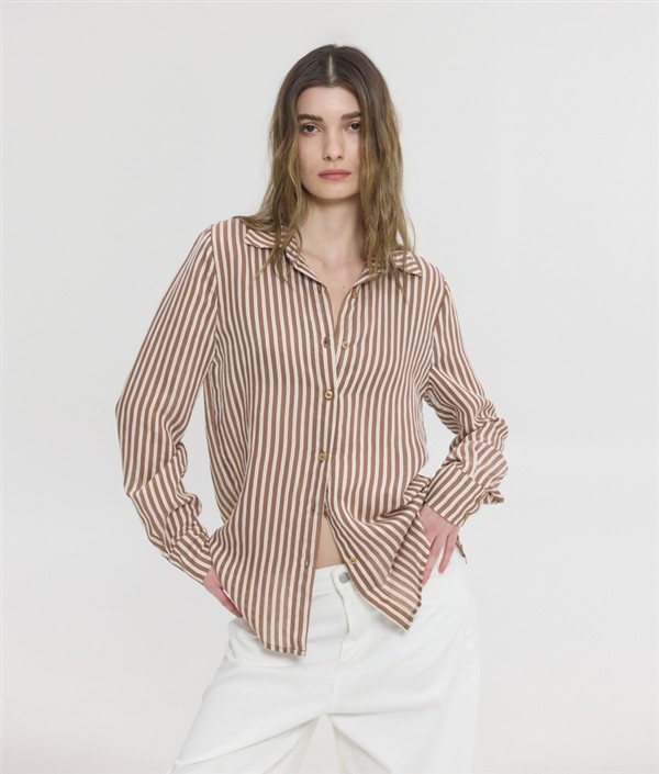 SSG LUCIDA SEMI-SHEER SHIRT BROWN