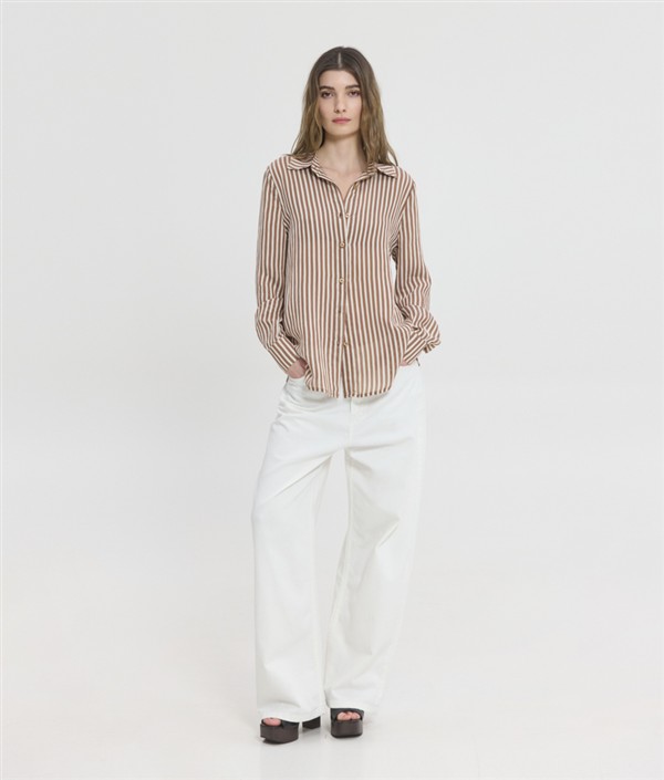 SSG LUCIDA SEMI-SHEER SHIRT BROWN