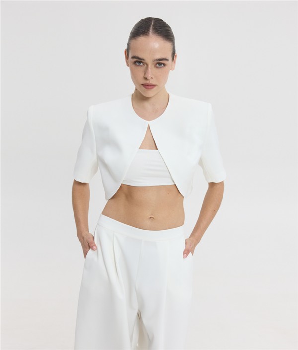 SSG PHOIBE CROP BLAZER OFF WHITE