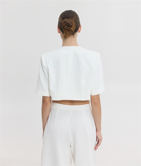 SSG PHOIBE CROP BLAZER OFF WHITE