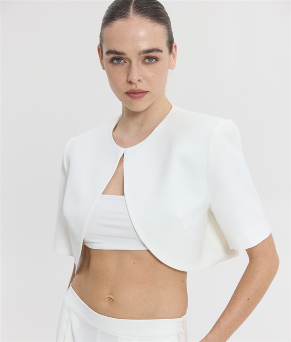 SSG PHOIBE CROP BLAZER OFF WHITE