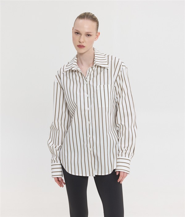 SSG REINA SHIRT BROWN STRIPES