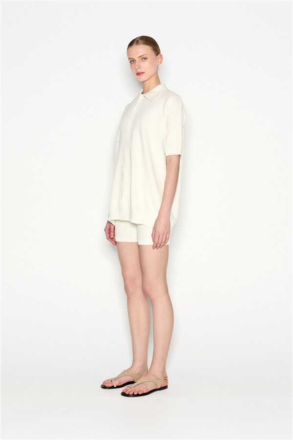 NR SUNFLARE KNITTED SHIRT M/W ECRU