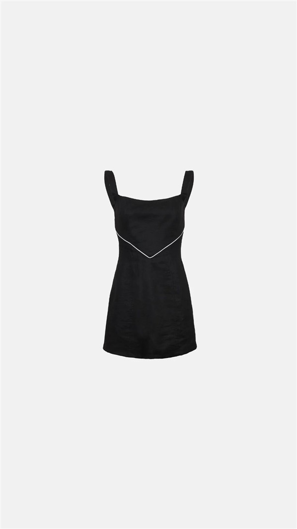 SV NOIR LINEN MINI DRESS