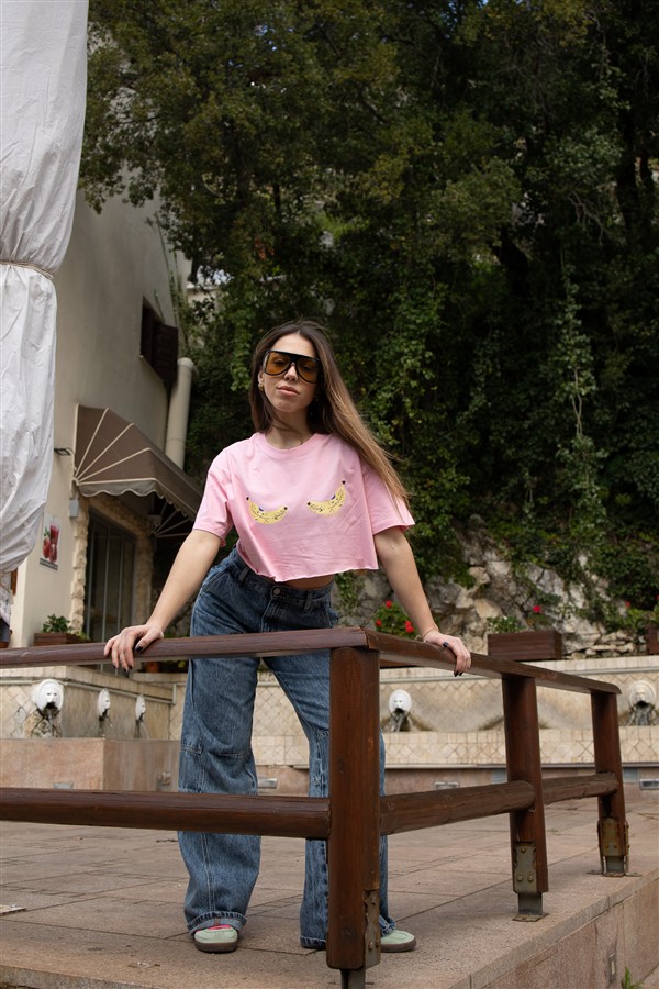 THE ISLAND PROJECT CROP TOP BANANAS PINK