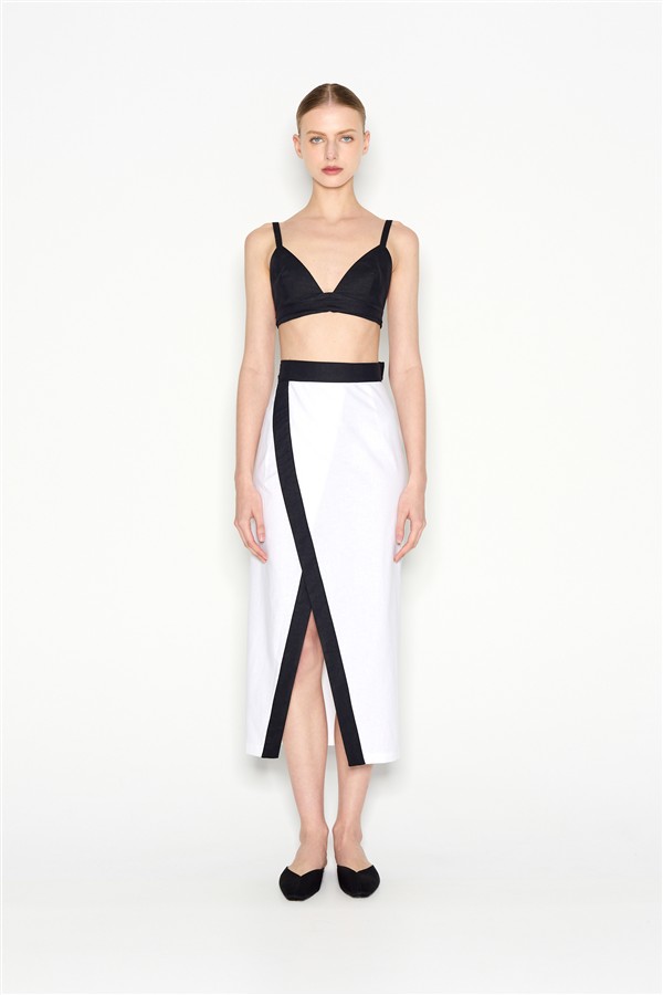 NR VICE MIDI SKIRT WHITE/BLACK