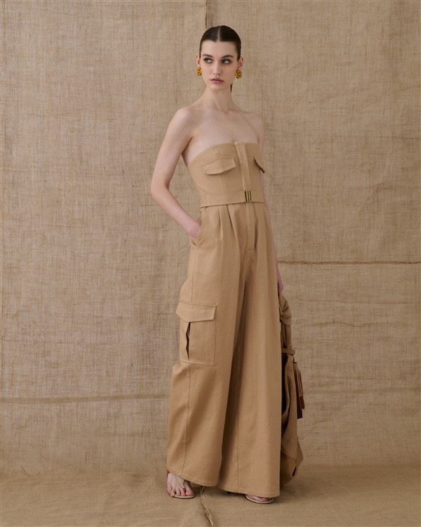 VK BEIGE STRAPLESS JUMPSUIT