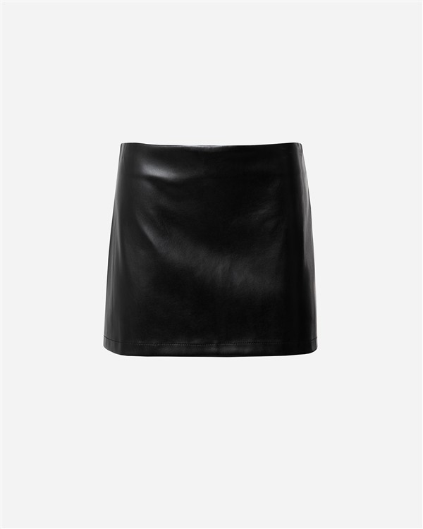 VK BLACK FAUX LEATHER MINI SKIRT