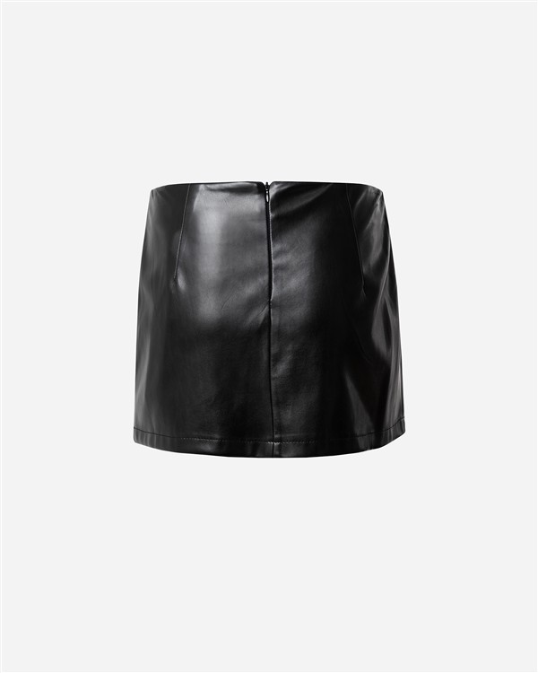 VK BLACK FAUX LEATHER MINI SKIRT