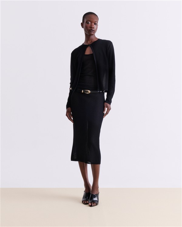 VK BLACK KNIT MIDI SKIRT