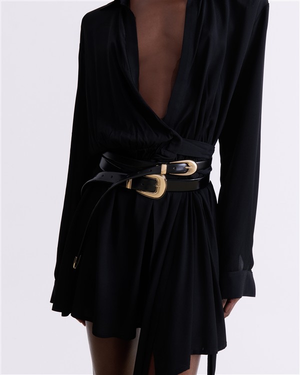 VK BLACK WRAP MINI DRESS