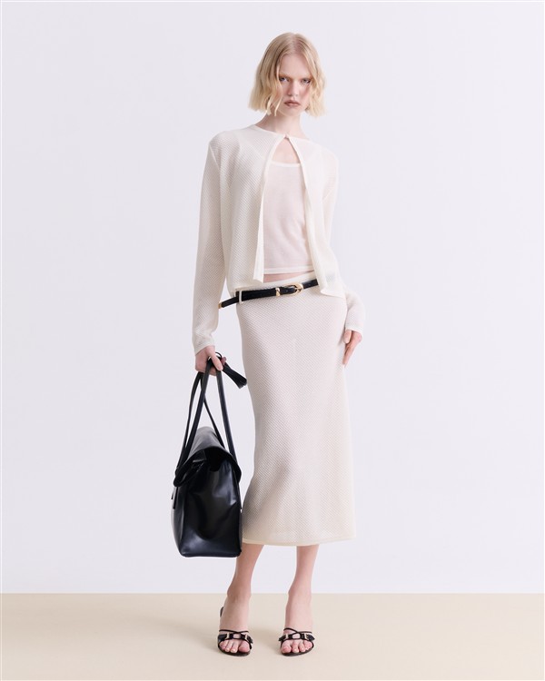 VK CREAM KNIT MIDI SKIRT